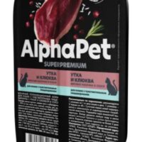 AlphaPet Superpremium (АльфаПет) 0,08кг утка и клюква мясные кусочки в соусе для кошек c чувствительным пищеварением (651843) (1*15)