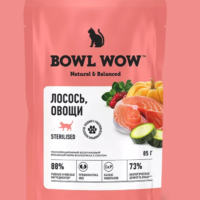Bowl Wow 0,085кг лосось и овощи в соусе для стерилизованных кошек (662785) (1*12)