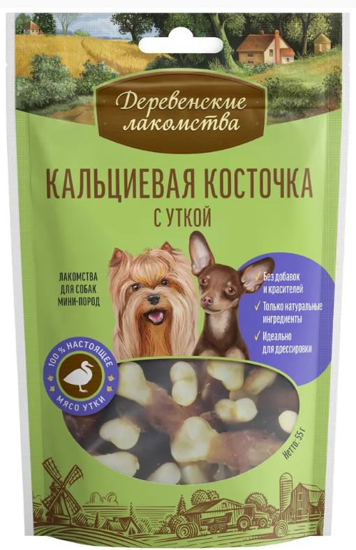 Деревенские лакомства 0,055кг косточка кальциевая с уткой для мини-пород (79711878) (1*10)