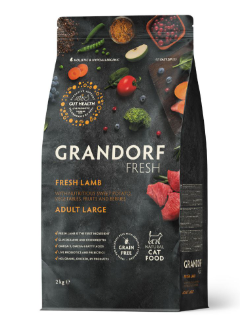 GRANDORF FRESH Свежее мясо Ягненок с бататом для взрослых кошек крупных породчувствительное пищеварение или склонность к аллергии 2 кг