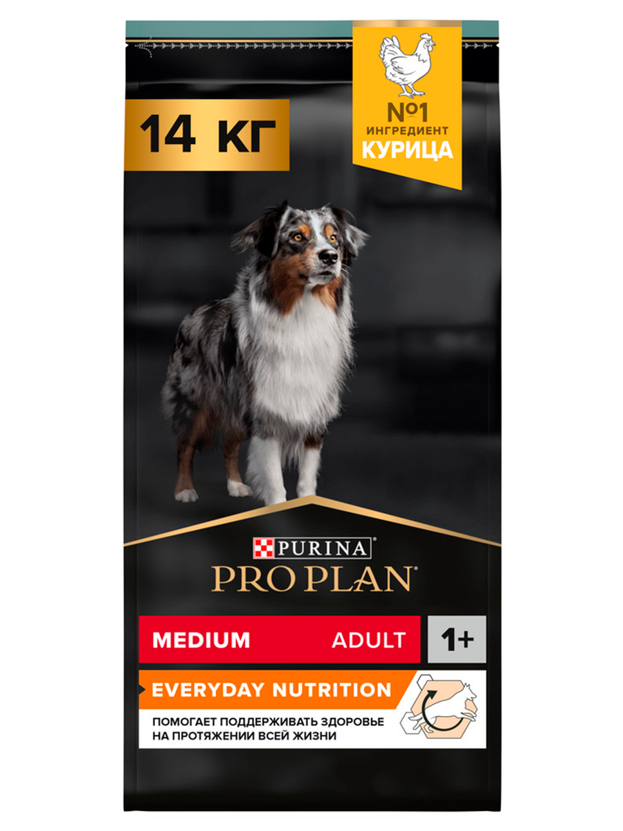 Корм для взросл собак PRO PLAN DOG средних пород Курица Рис 14 кг 1*1