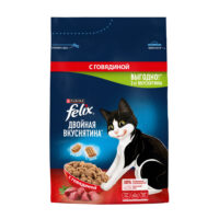 Сухой корм Felix Двойная Вкуснятина для взрослых кошек, с говядиной, 3 кг (дубль на перенос)