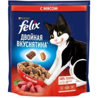 Сухой корм Felix Двойная Вкуснятина для взрослых кошек, с мясом, пакет, 600 г