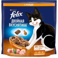 Сухой корм Felix Двойная Вкуснятина для взрослых кошек, с птицей, пакет, 1,3 кг