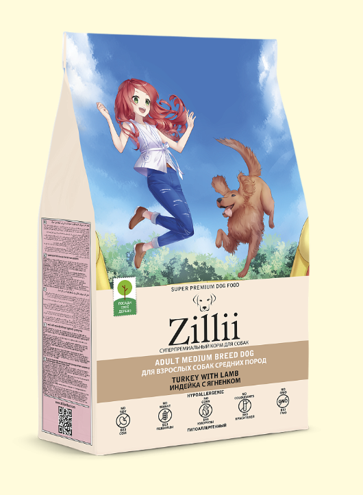 ZILLII (Зилли) Dog Adult 3кг индейка и ягненок сухой для собак (350532)