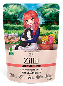 ZILLII (Зилли) Sterilized Light Cat Veal 0,085кг телятина в соусе для кошек (351539) (1*12)